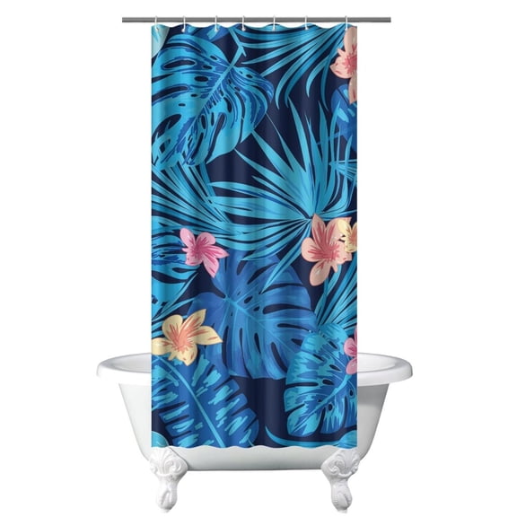 Coastal Paradise Tropical Island Shower Curtain, Waterproof Boho Artistic Fabric with Included Hooks, Perfect for Beach Vacation Vibes and Rental Bathrooms