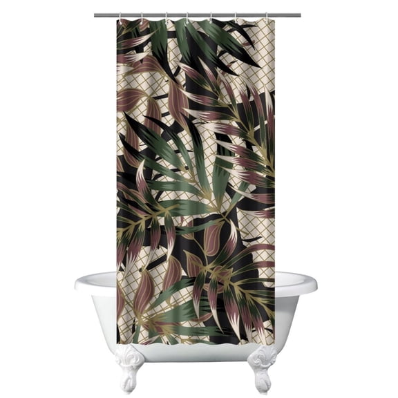 Coastal Paradise Tropical Shower Curtain with Jungle Safari and Aloha Vibes, Waterproof Fabric, Machine Washable with Hooks, Unique Artistic Boho Bathroom Decor