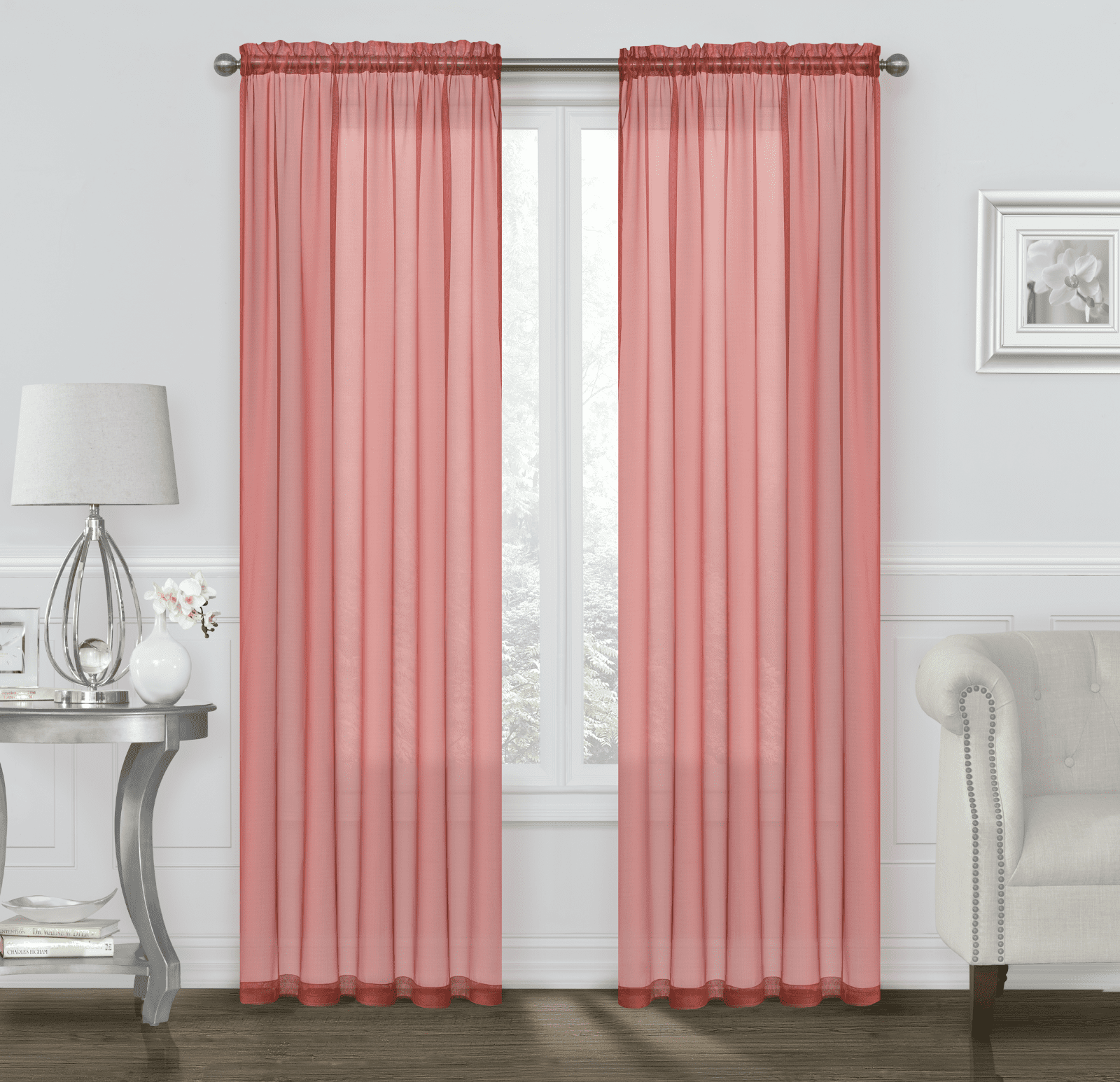 Coastal Pastel Colored Sheer Voile Window Curtains - Assorted Colors ...