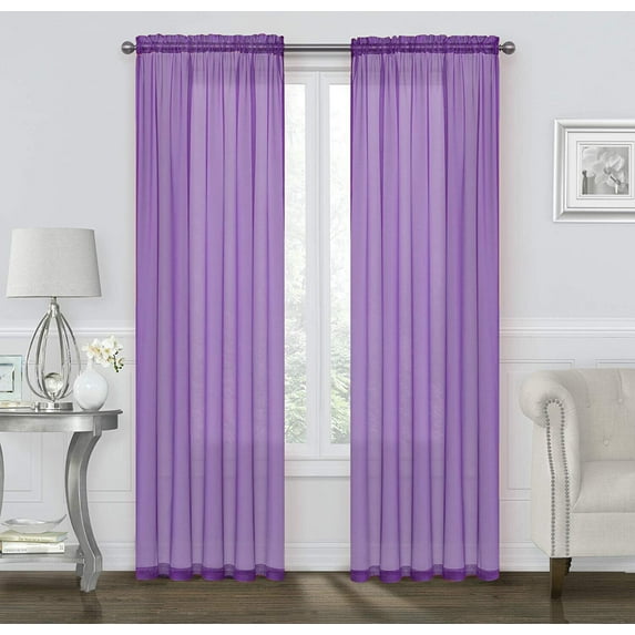 Coastal Pastel Colored Sheer Voile Window Curtains - Assorted Colors