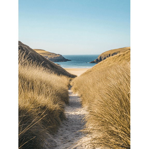 Coastal Path Beach Scene Canvas Print/Wall Art Perfect for Living Room Bedroom Bathroom Office and Hotel Decoration.