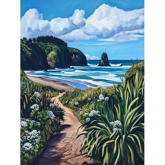 Coastal Path Canvas Print/Beach Scene Wall Art Perfect for Living Room Bedroom Bathroom Office and Hotel Decoration.