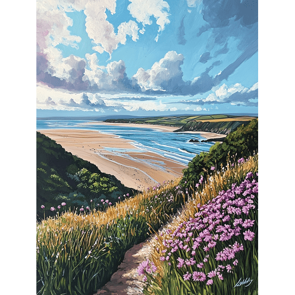 Coastal Path Summer Beach Canvas Print/Wall Art Perfect for Living Room Bedroom Office Bathroom and Hallway Decor.