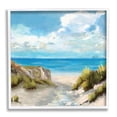 thumbnail image 1 of Coastal Path to Beach Nautical Grass Cloudy Summer Sky Landscape Framed Art Print Wall Art, 17x17, 1 of 1