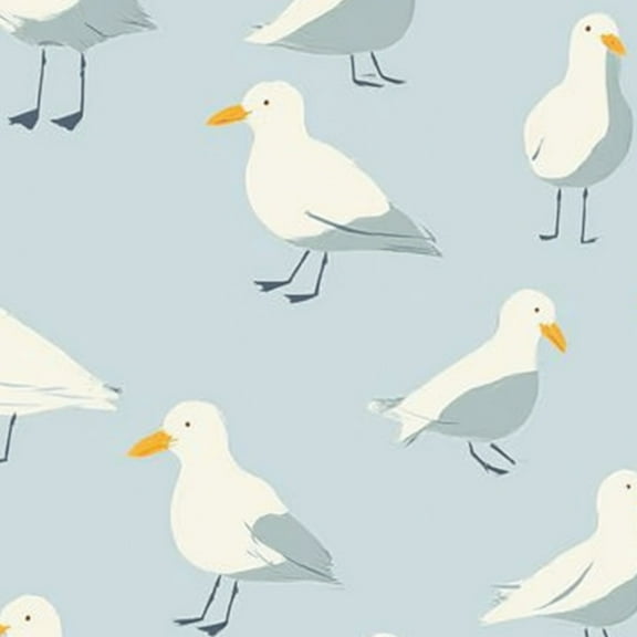 Coastal Peel and Stick Wallpaper 17.7in x 9.8ft Seagulls Light Blue Simple Style Contact Paper Vinyl Self-Adhesive Removable Wall Paper for Bedroom Kitchen Cabinet Décor Renter Friendly