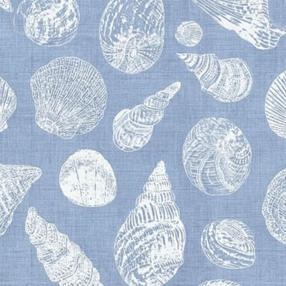 Coastal Peel and Stick Wallpaper 17.7in x 9.8ft White Seashell Soft Blue Contact Paper Vinyl Self-Adhesive Removable Wall Paper for Bedroom Kitchen Cabinet Décor Renter Friendly