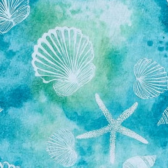 Coastal Peel and Stick Wallpaper 23.6in x 9.8ft Sea Shells Starfish Watercolor Design Blue Green Contact Paper Vinyl Self-Adhesive Removable Wall Paper for Bedroom Kitchen Cabinet Renter Friendly
