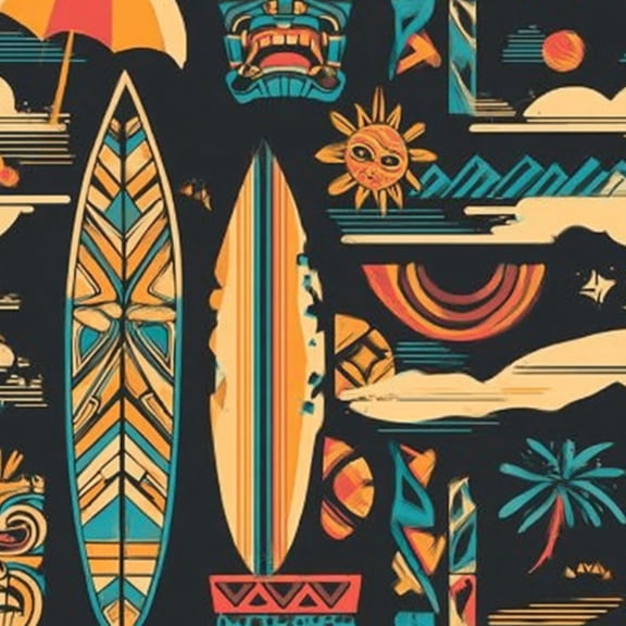 Coastal Peel and Stick Wallpaper 23.6in x 9.8ft Tropical Surfboards Sunset Palm Trees Ocean Contact Paper Vinyl Self-Adhesive Removable Wall Paper for Bedroom Kitchen Cabinet Renter Friendly