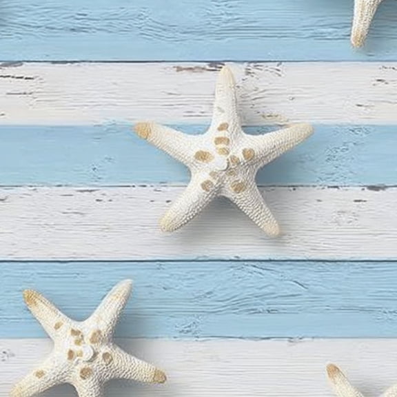 Coastal Peel and Stick Wallpaper Beach Inspired White Starfish Blue White Stripes Contact Paper 17.7in x 9.8ft Wallpaper Removable Self Adhesive Wall Paper for Bedroom