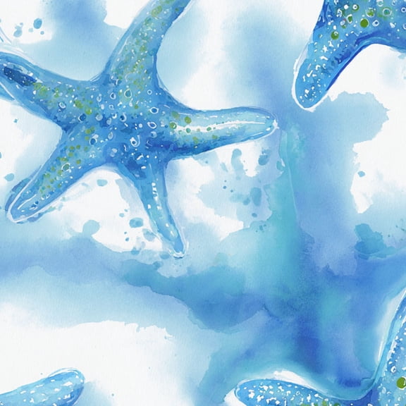 Coastal Peel and Stick Wallpaper Blue Starfish Watercolor Splash Ocean Inspired Abstract Design Contact Paper 17.7in x 9.8ft Wallpaper Removable Self Adhesive Wall Paper for Bedroom