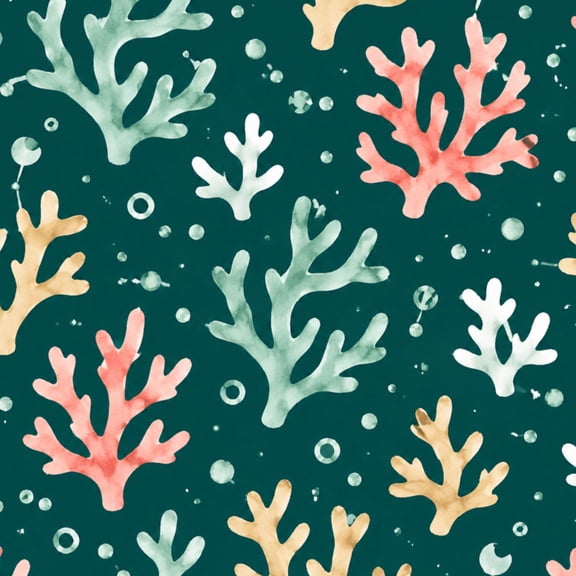 Coastal Peel and Stick Wallpaper Coral Reef Watercolor Pastel Sea Branches Bubbles Wall Mural 17.7in x 9.8ft Self Adhesive Removable Wall Paper Renter Friendly Wallpaper for Bedroom