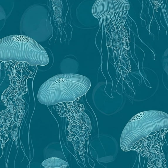 Coastal Peel and Stick Wallpaper Delicate Jellyfish Soft Blue Teal Dark Contact Paper 23.6in x 9.8ft Wallpaper Removable Self Adhesive Wall Paper for Bedroom
