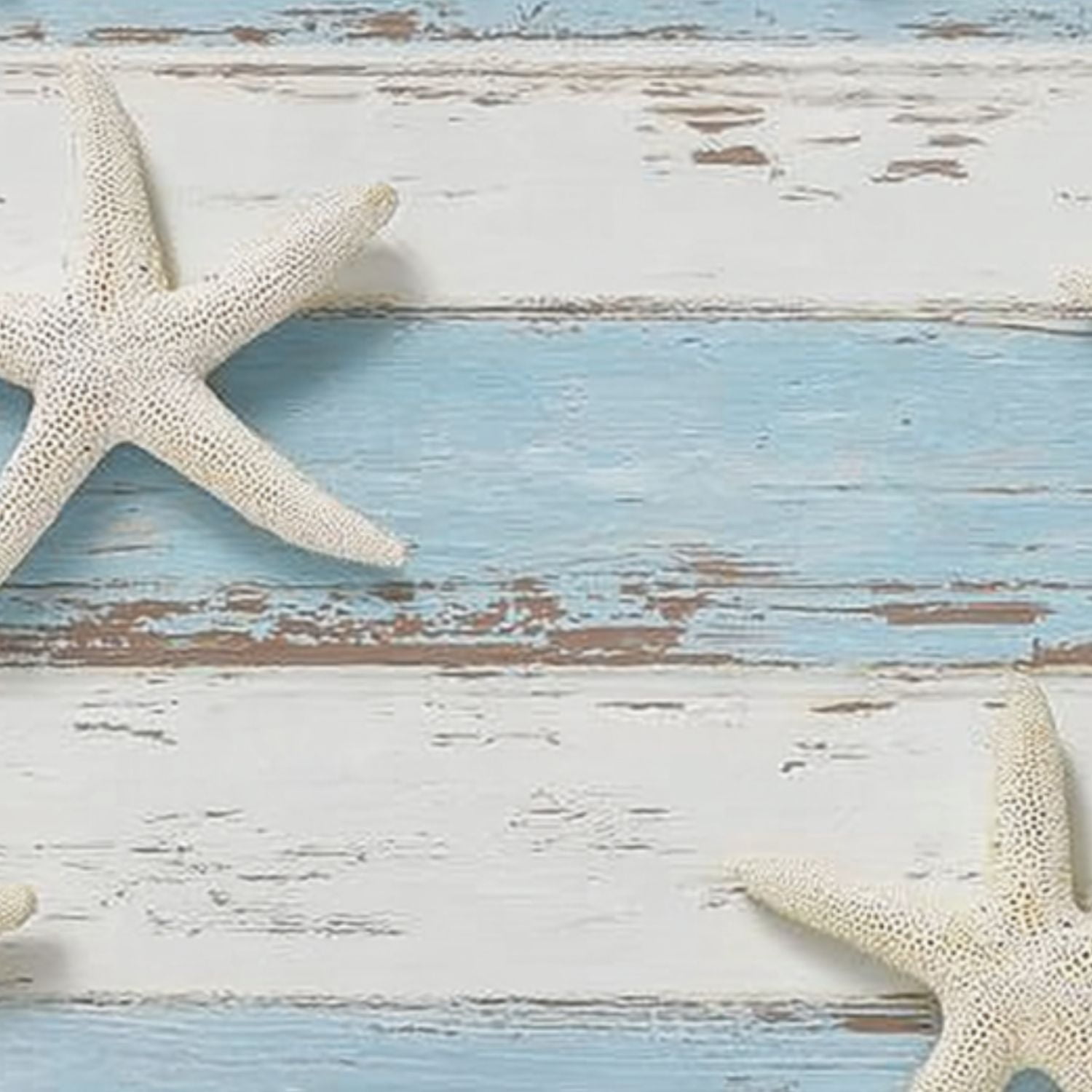 Coastal Peel and Stick Wallpaper White Starfish Distressed Blue White Wooden Plank Contact Paper 23.6in x 9.8ft Wallpaper Removable Self Adhesive Wall Paper for Bedroom