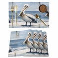 thumbnail image 1 of Coastal Pelican Placemats Set of 4 Modernism Art Oil Painting Birds Place Mats Indoor Wipeable Table Mats Washable Cloth Dining Table Placemats for Kitchen Holiday Party Home Decor 13x19 Inch, 1 of 9