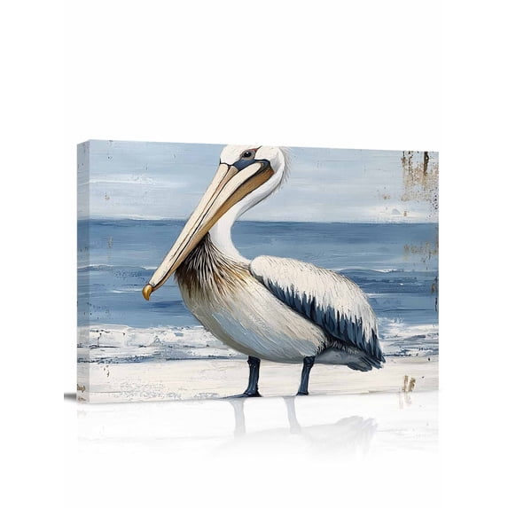 Coastal Pelican Wall Art for Living Room,Canvas Picture Wall Decor for ...