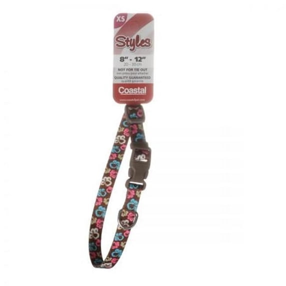 Coastal Pet 6421SPB 10-14 in. Pet Attire Styles Special Paw Adjustable Dog Collar, Brown