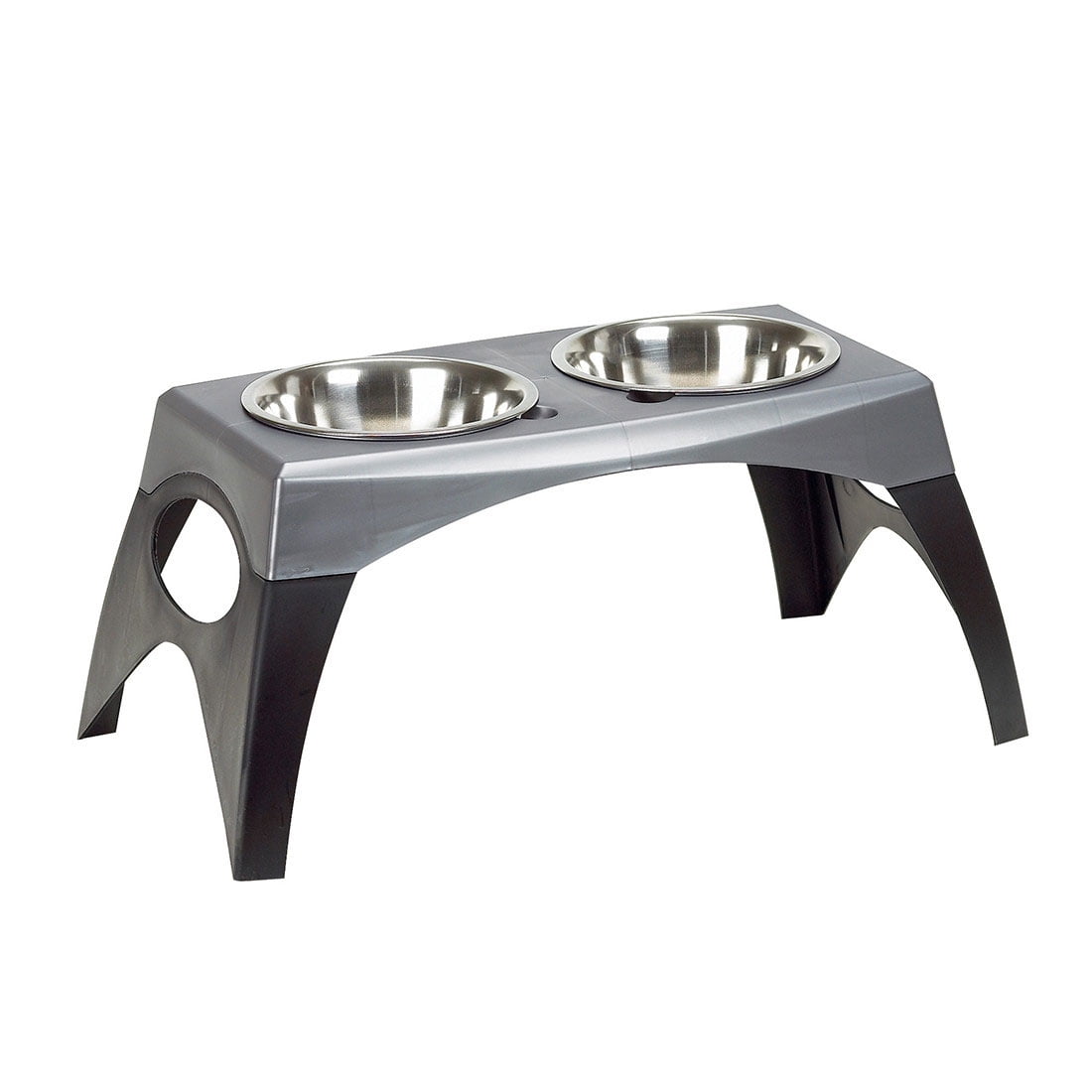 Pyramid Elevated Double Dog Feeder - Extra Large-Black