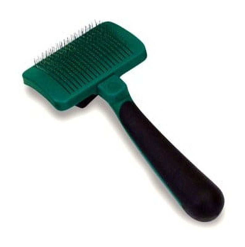 Safari Green Self-Cleaning Slicker Dog Brush with Stainless Steel Pins