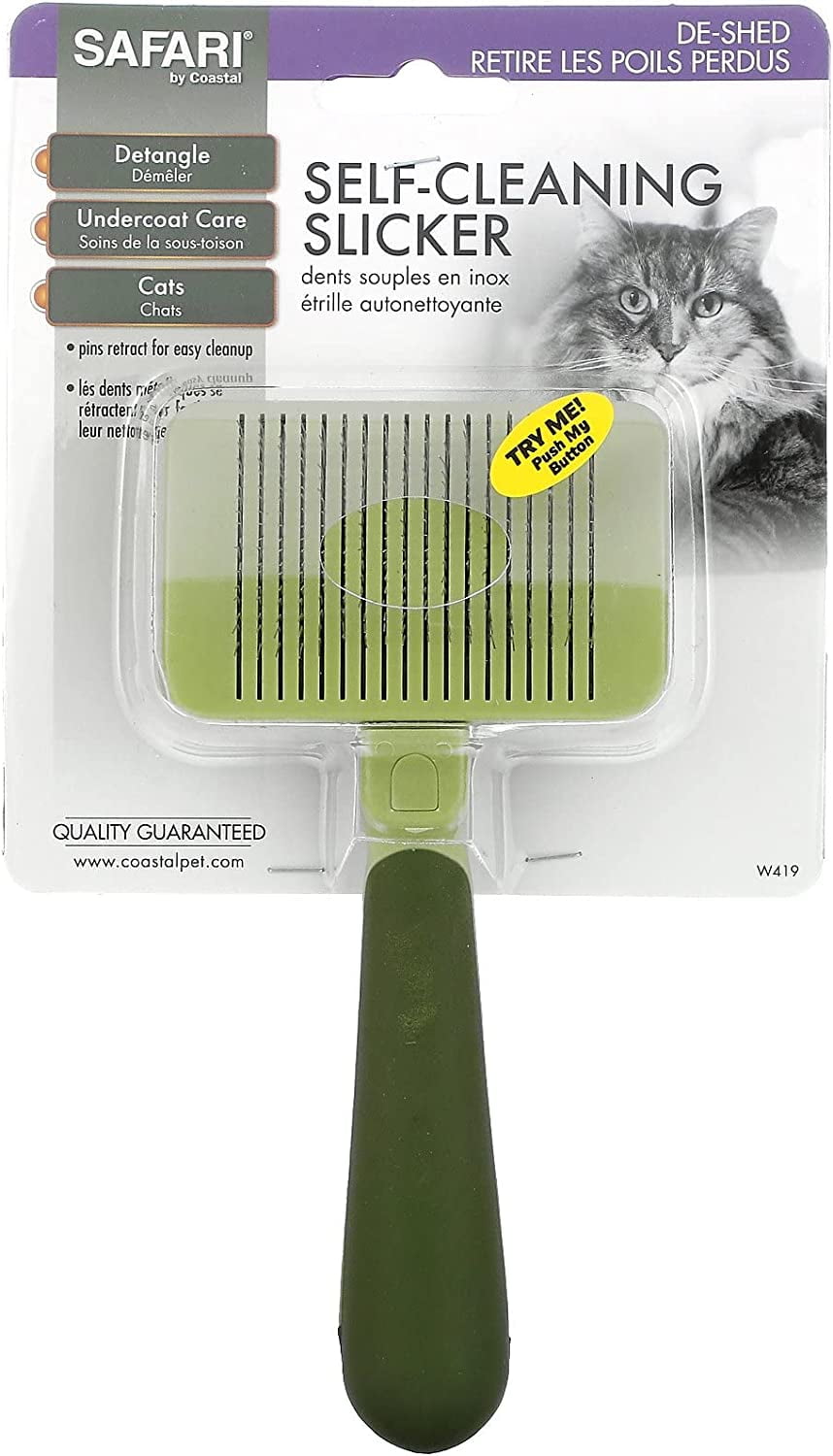 Coastal Pet Safari Self-Cleaning Slicker Brush for Cats