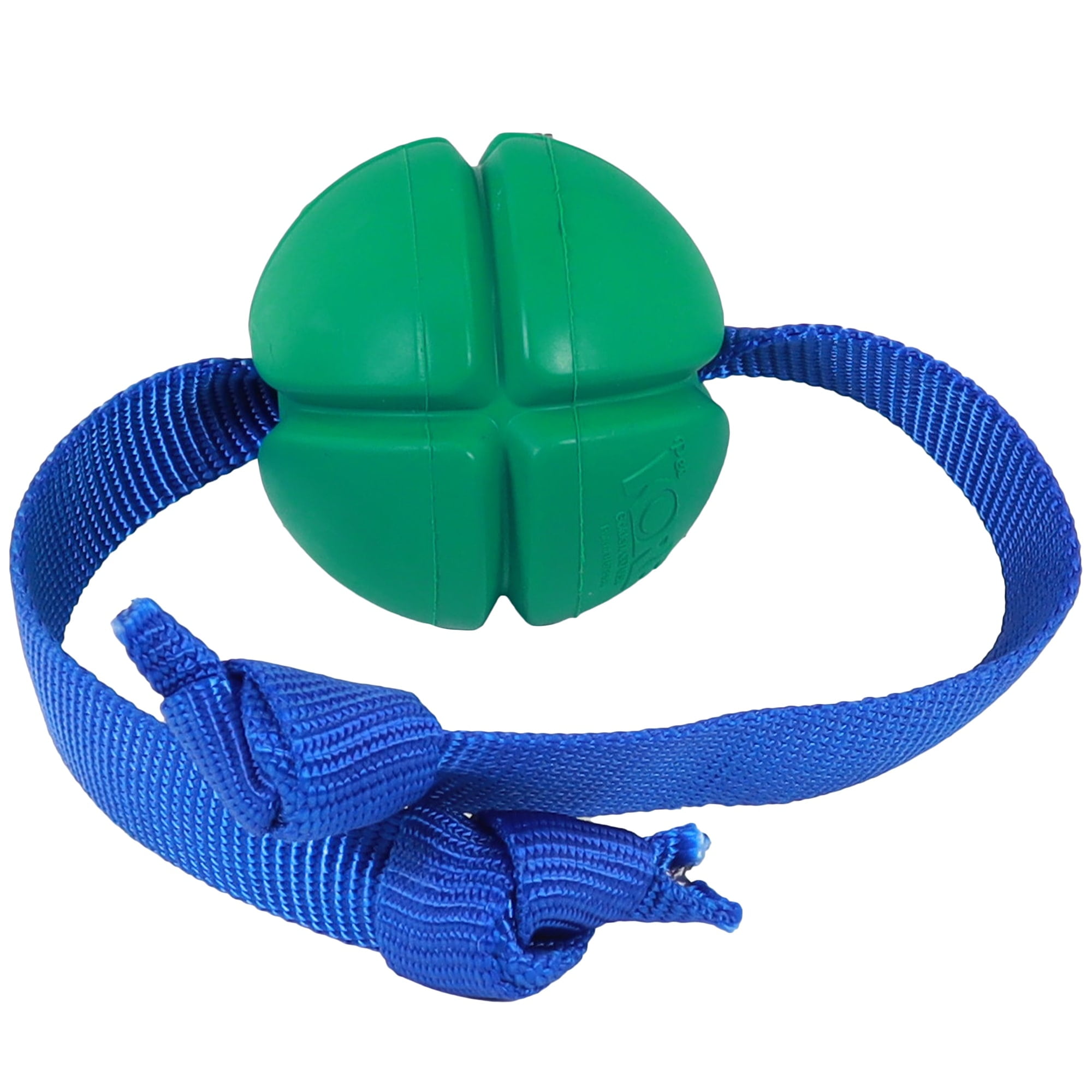 PetKORE: FloTex Tug - Large - 3.25" Green, Rubber Dog Toy, Removable Strap Tail, Patented Airflow Grooves, Bounce-Fetch-Chew, Pet Indoor-Outdoor Play