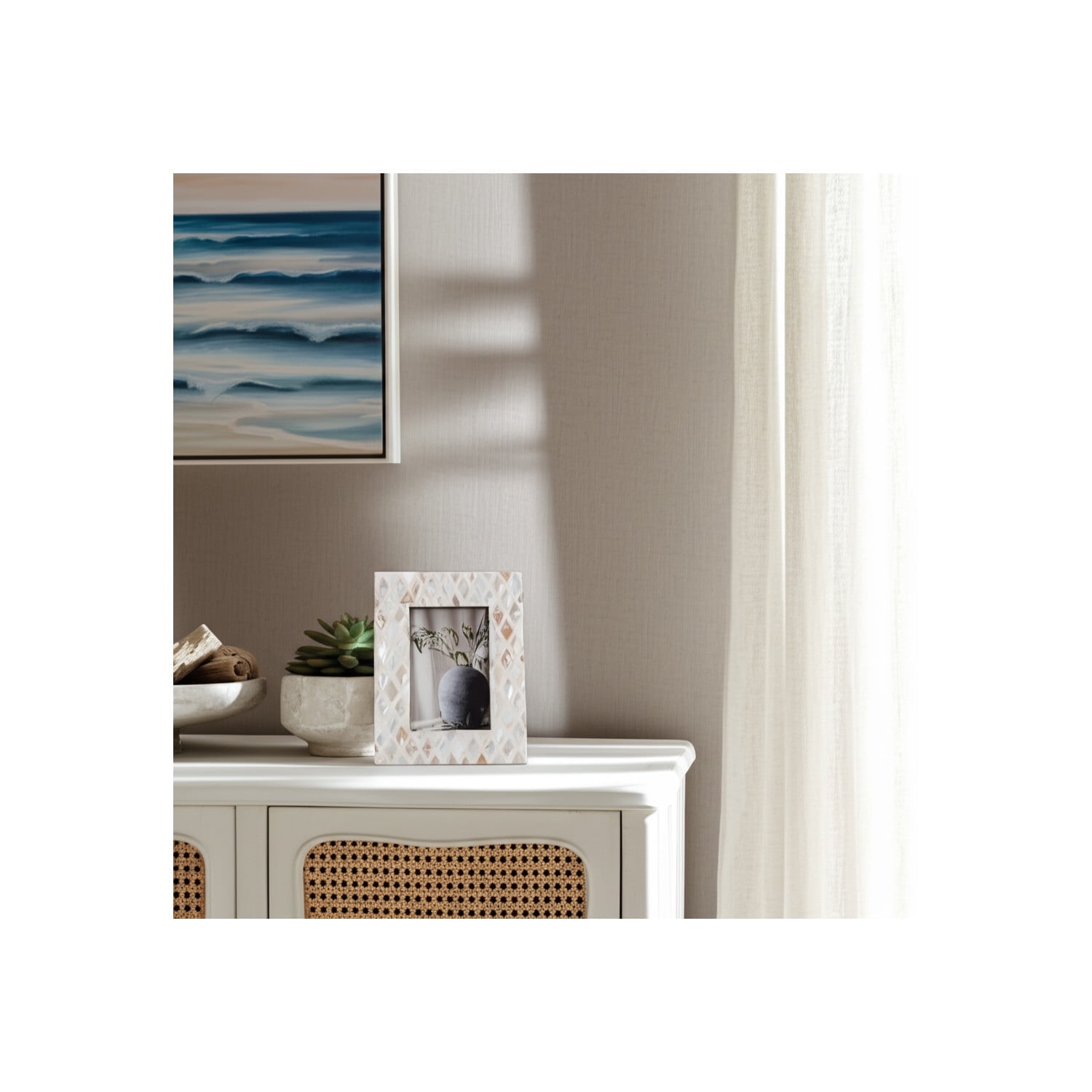 Coastal Picture Frame - Capiz Shell & Wood - Decorative Photo Frame ...