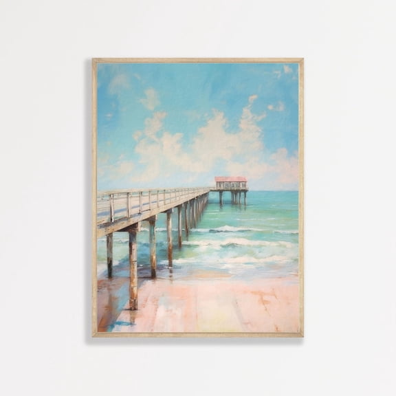 Coastal Pier Wall Art Retro Beach Landscape Home Decor