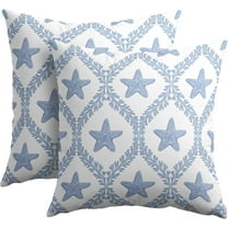 Coastal Pillow Covers 16x16 Set of 2 Ocean Starfish Pattern Decorative Light Blue Pillowcases Outdoor Beachy Throw Pillow Covers with Zipper Soft Cozy for Sofa Bed Chair Living Room Home Decor