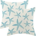thumbnail image 1 of Coastal Pillow Covers 18x18 Pack of 2 Ocean Themed Blue Starfish Throw Pillow Covers Outdoor Decoration,Summer Beachy Nautical Decor Pillowcase Linen Decorative Cushion Case for Sofa Couch, 1 of 6