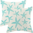 thumbnail image 1 of Coastal Pillow Covers 18x18 Pack of 2 Ocean Themed Teal Starfish Throw Pillow Covers Outdoor Decoration,Summer Beachy Nautical Decorative Pillowcase Linen Cushion Case Decor for Home Sofa, 1 of 6