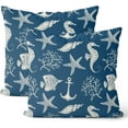 thumbnail image 1 of Coastal Pillow Covers 18x18 Set of 2, Blue Ocean Themed Beach Fish Seashell Throw Pillow Covers Nautical Coral Starfish Cushion Case Summer Home Decor for Couch Sofa Outdoor, 1 of 6