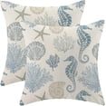 thumbnail image 1 of Coastal Pillow Covers 20x20 Inch Set of 2 Sea Horse Ocean Themed Beach Decor Throw Pillows Turquoise Navy Blue Beachy Nautical Summer Outdoor Decorative Cushion Cases for Couch Decorations, 1 of 6