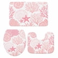 thumbnail image 1 of Coastal Pink Bath Mat 3 Piece Bathroom Rug Set, Ocean Coral Starfish Shell Modern Sea Non Slip Bath Rug Contour Mat and Toilet Lid Cover, Absorbent Shower Mats Soft Bath Rugs and Mats Sets, 1 of 8