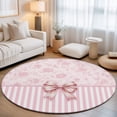 Coastal Pink Bowknot Round Living Room Rugs 4 ft, Rustic Pink Floral ...