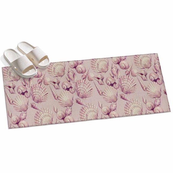Coastal Pink Conch Hallway Runner Rug 2x6 Washable Non Slip Kitchen Runner Rug for Bedside Bathroom Vintage Summer Beach Shells Marine Indoor Floor Carpet Area Rugs for Living Room Bedroom Office