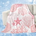 thumbnail image 1 of Coastal Pink Cooling Blanket, Lightweight Breathable Summer Throw Blanket with Double Sided Cold Effect,Ocean Coral Starfish Shell Modern Sea Picnic Beach Blankets Bed Sheet for Hot Sleepers 30"x40", 1 of 8