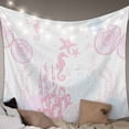 thumbnail image 1 of Coastal Pink Large Tapestry for Bedroom Wall Hanging Tapestry, Ocean Coral Starfish Jellyfish Seahorse Ceiling Backdrop Tapestries Poster Blanket Wall Decor for Teens Room Living Room Dorm 86" x 104", 1 of 8