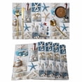 thumbnail image 1 of Coastal Placemats Set of 4 Summer Beach Starfish Nautical Sea Shell Place Mats Indoor Wipeable Table Mats Washable Cloth Dining Table Placemats for Kitchen Holiday Party Home Decor 13x19 Inch, 1 of 9