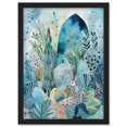 thumbnail image 1 of Coastal Plants And Animals Folk Art Watercolour Painting Artwork Framed Wall Art Print A4, 1 of 4