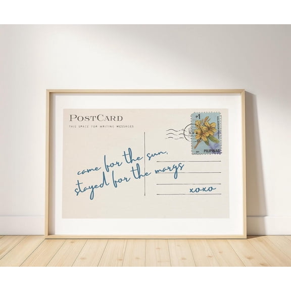 Coastal Postcard Wall Art, Came For The Sun Stayed For The Margs Print, Beach Art, Retro Margarita Summer Poster Home Decor #48, Unframed Poster Size 24x36