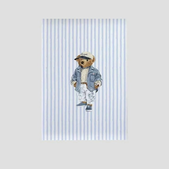 Coastal Preppy Bear Print – Nautical Beach Wall Art Retro Style - Size 24''x36'' - Postora