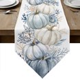 thumbnail image 1 of Coastal Pumpkins Fall Table Runner Linen Burlap Table Runner 48 Inches Long Thanksgiving Navy Blue Pumpkin Dresser Scarves for Kitchen Island Coffee Dining Room Party Holiday Decoration 13"x48", 1 of 8