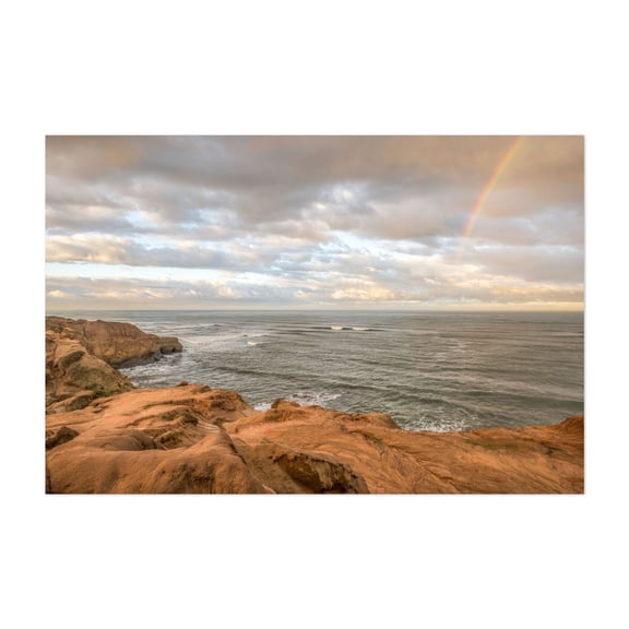 Coastal Rainbow Serenity - San Diego California Photography Coast Ocean Landscape Scenic Nature Beach Unframed Wall Art Print 32 x 48 inches