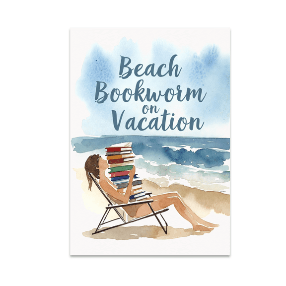 Coastal Reading Wall Art - Beach Bookworm - 13x19 Poster Print