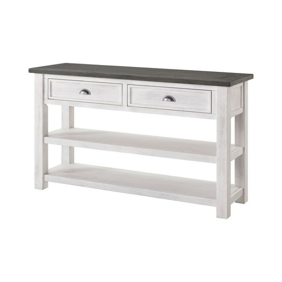 Martin Svensson Home Monterey Solid Wood Sofa Console Table, White and Grey