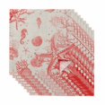 thumbnail image 1 of Coastal Red Cloth Napkins, Nautical Coral Seahorse Starfish Shell Washable and Reusable Dinner Napkins Set of 8, Table Napkin for Kitchen Party Birthday Wedding Hotel Housewarming 20"x20", 1 of 8