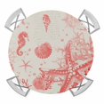 thumbnail image 1 of Coastal Red Round Tablecloth for 55-60 Inch Tables,Fitted Table Cover with Elastic Edge,Nautical Coral Seahorse Starfish Shell Waterproof Outdoor Table Cloth Protector for Patio Garden Dinner Picnic, 1 of 9