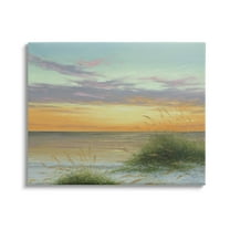 Coastal Reeds Sunset Beach Shore Coastal Painting Gallery Wrapped Canvas Print Wall Art