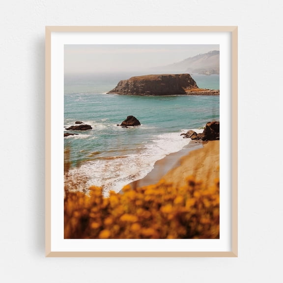 Coastal Rock in Bodega Bay II - Bodega Bay California Photography Coast Seascape Beach Landscape Nature Ocean Scenic Oak Framed Wall Art Print 9 x 12 inches