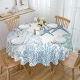 thumbnail image 1 of Coastal Round Tablecloth 60 Inch - Summer Beach Blue Teal Coral Waterproof Fabric Table Cloth Protector, Nautical Starfish Tablecloths Washable Table Cover for Kitchen Coffee Table Party, 1 of 6