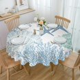 thumbnail image 1 of Coastal Round Tablecloth 60 Inch - Summer Beach Blue Teal Coral Waterproof Fabric Table Cloth Protector, Nautical Starfish Tablecloths Washable Table Cover for Kitchen Coffee Table Party, 1 of 6